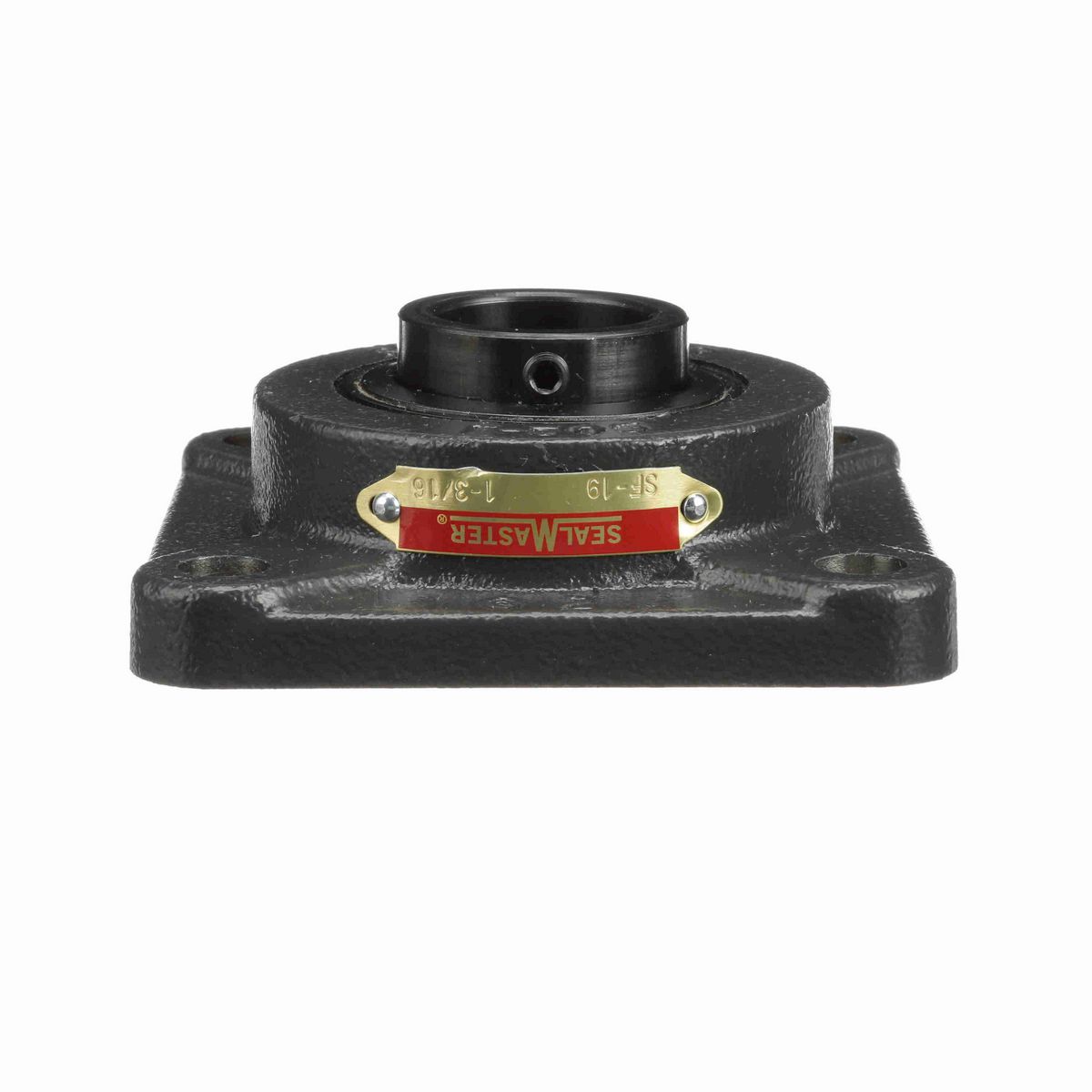 Sealmaster Mounted Cast Iron Four Bolt Flange Ball Bearing - 52100 Bearing Steel, Black Oxided - Setscrew Lock - SF-19