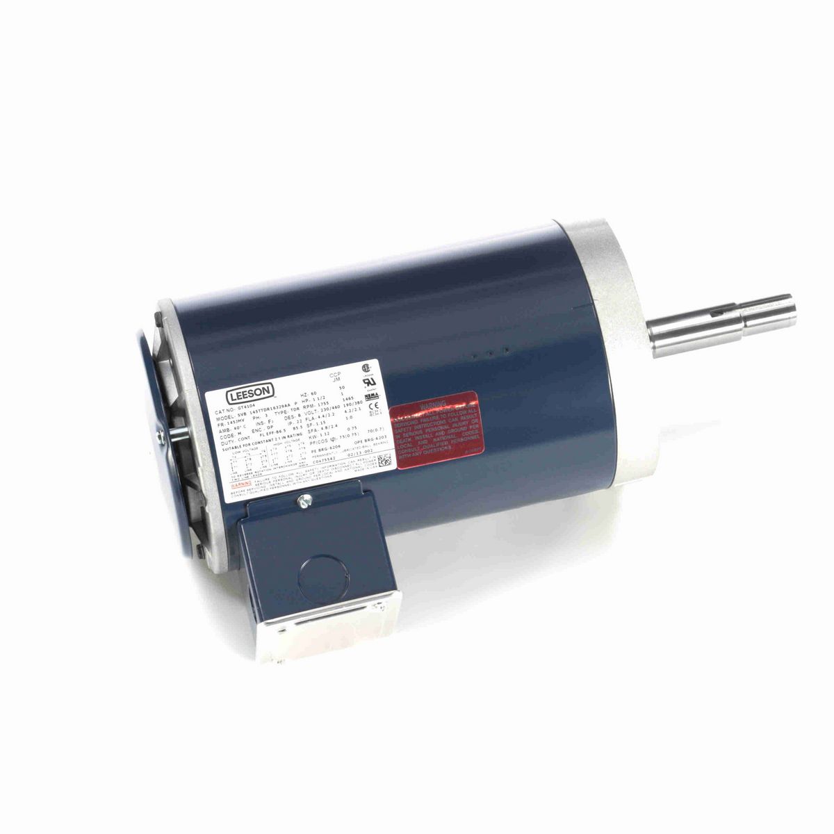 LEESON Close-Coupled Pump Motor, 1.50 & 1 HP, 3 Ph, 60 & 50 Hz, 230/460 & 190/380 V, 1800 & 1500 RPM, 145JMV Frame, DP - GT4104