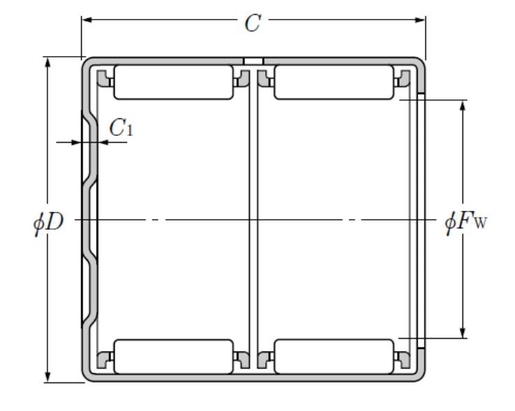 Игольчатый роликоподшипник со штампованным наружным кольцом, с закрытым торцом NTN BK1522ZWD
