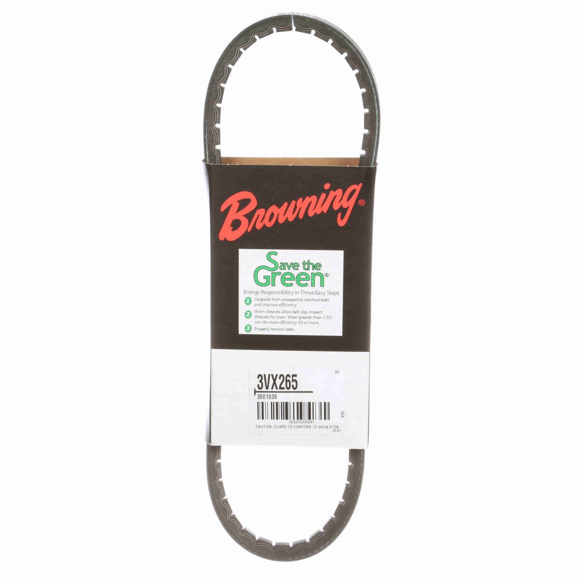 Browning EPDM Notched Belt 98% Efficient - 3VX265