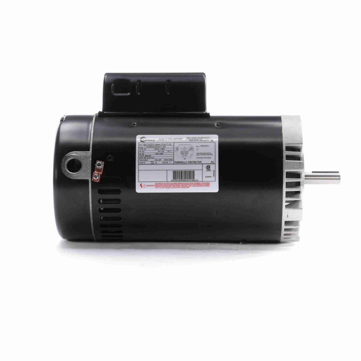 Century Pool Pump Motor, 3.0 HP, 1 Ph, 60 Hz, 208-230 V, 3600 RPM, Y56C Frame, DP - SK1302V1