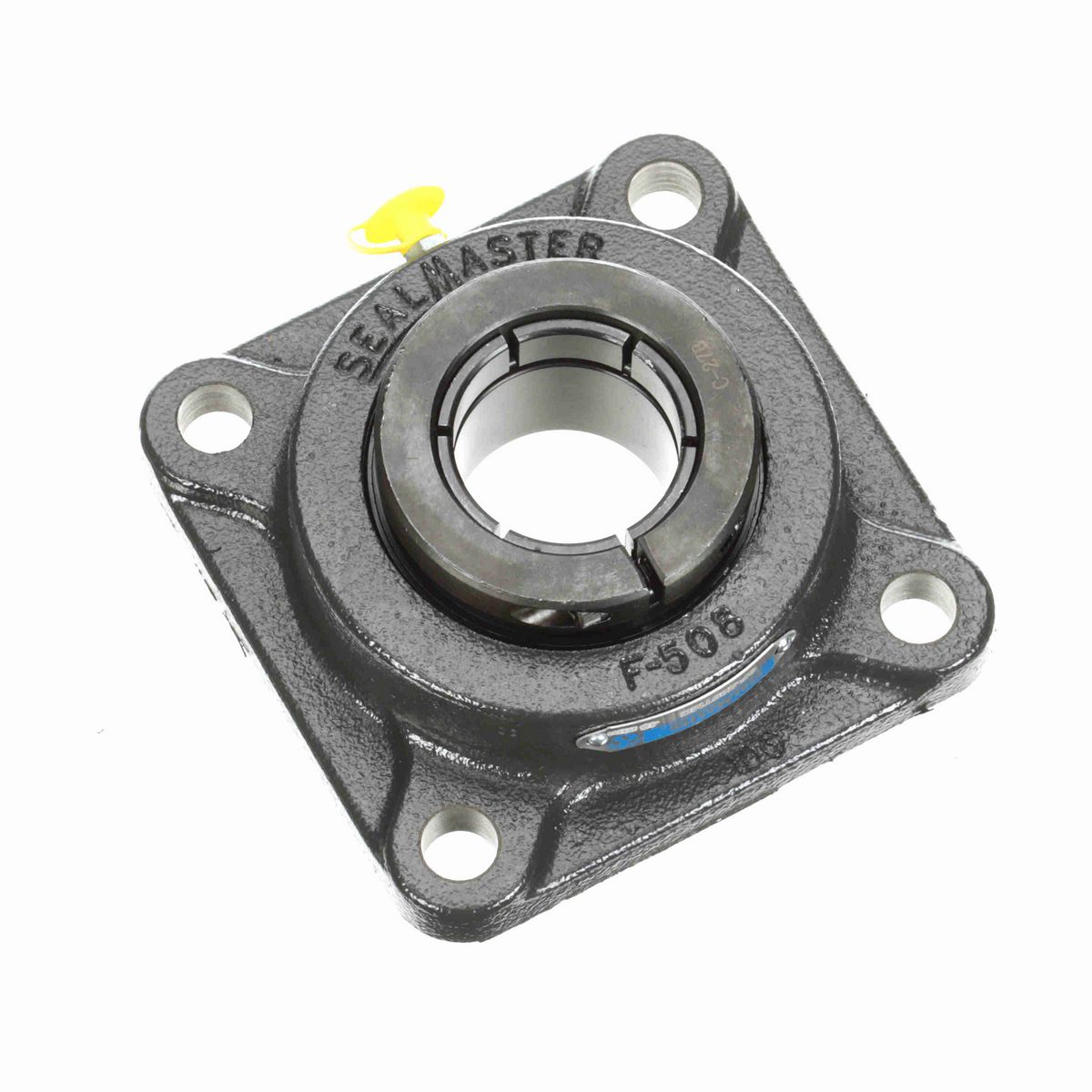Sealmaster Mounted Cast Iron Four Bolt Flange Ball Bearing - 52100 Bearing Steel, Black Oxided - Concentric Lock - SF-209TMC