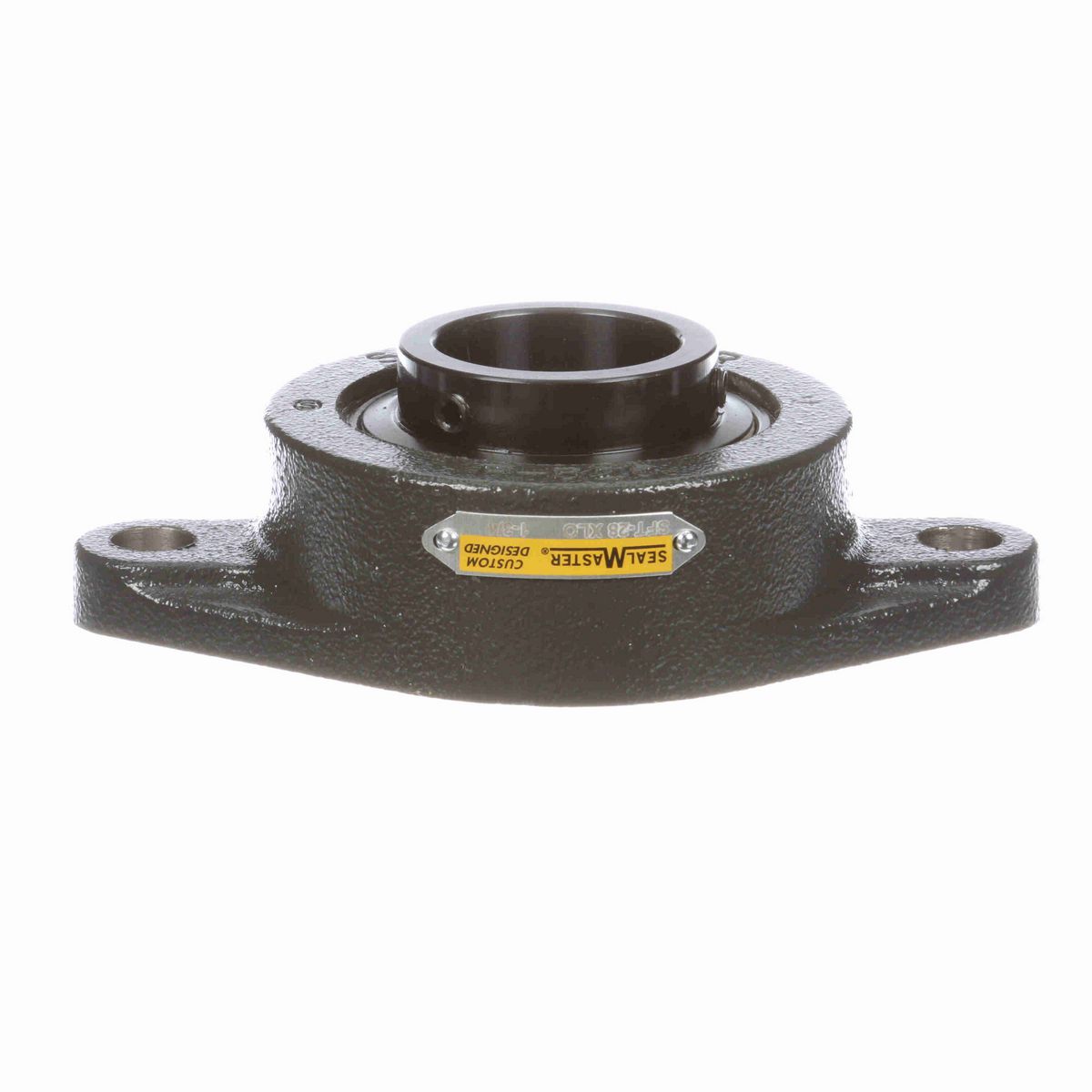 Sealmaster Mounted Cast Iron Two Bolt Flange Ball Bearing - 52100 Bearing Steel, Black Oxided - Setscrew Lock - Extra Low Drag - SFT-28 XLO
