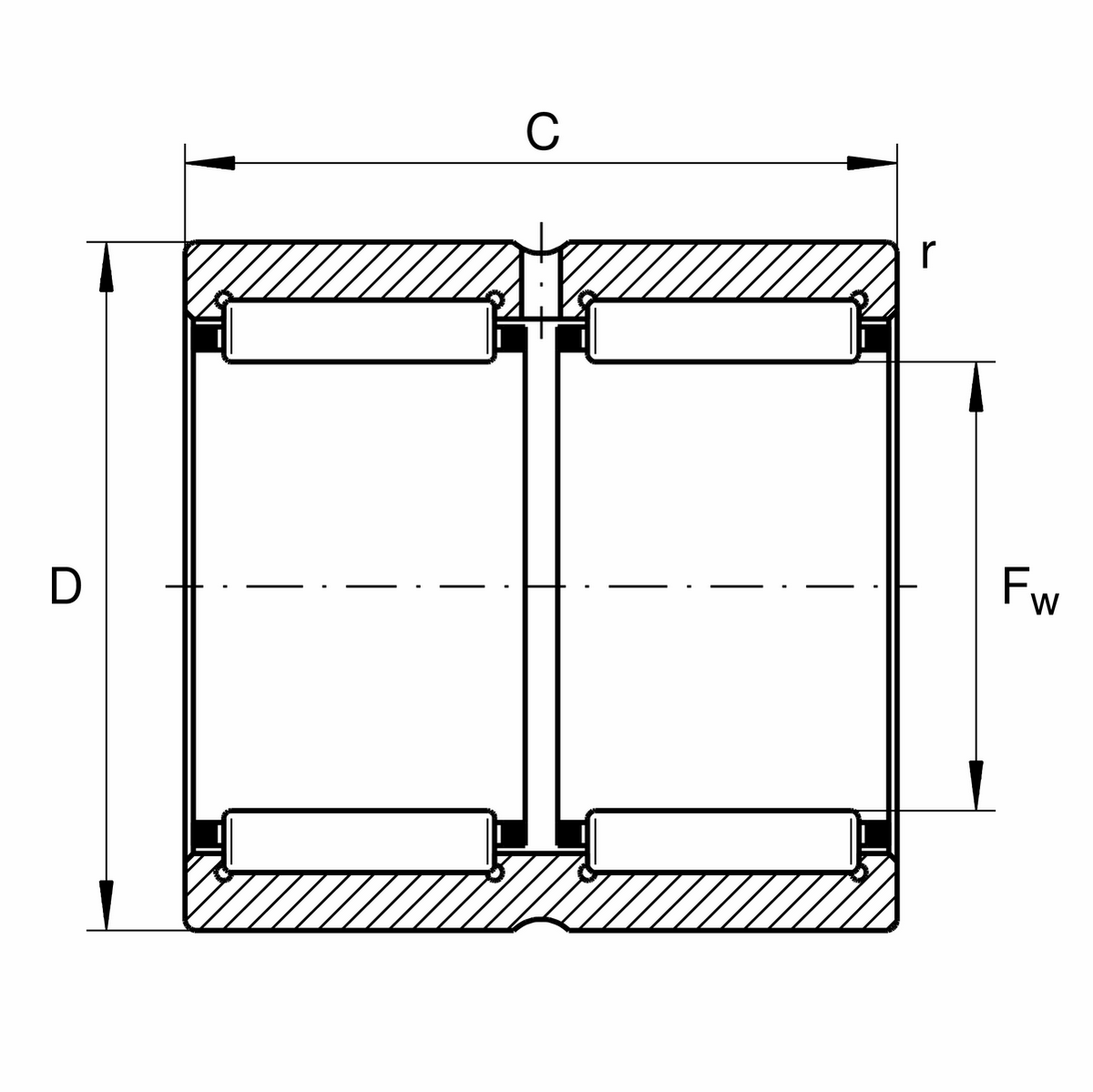 Радиальный роликоподшипник INA RNA6917-ZW-XL (RNA6917-ZW)