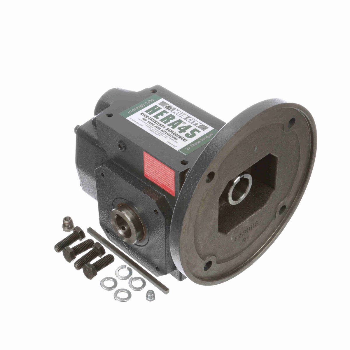 Hub City HERA Gear Reducer HERA Cast Iron Helical-Hypoid Reducer - HERA45ES 7.80 182TC 1.125