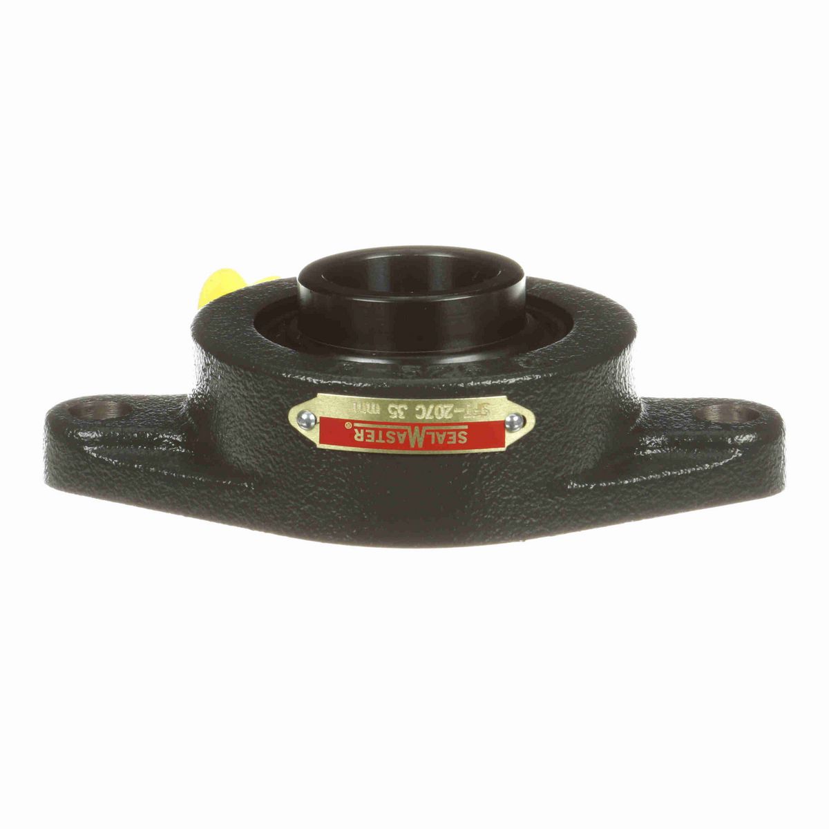 Sealmaster Mounted Cast Iron Two Bolt Flange Ball Bearing - 52100 Bearing Steel, Black Oxided - Setscrew Lock - SFT-207C