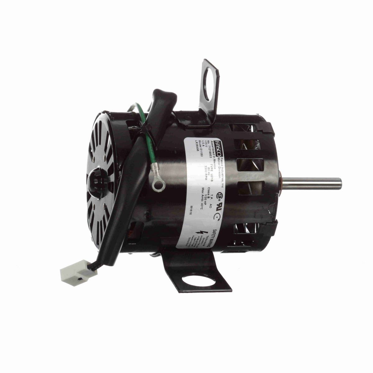 FASCO OEM Replacement Motor, 1/20 HP, 1 Ph, 60 Hz, 115 V, 3300 RPM, 1 Speed, 3.3" Diameter, OAO - D1180