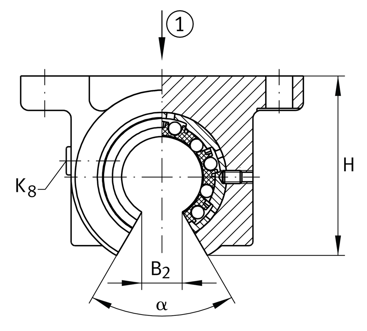 Узел с шарикоподшипником для линейного перемещения INA KGBO25-PP-AS