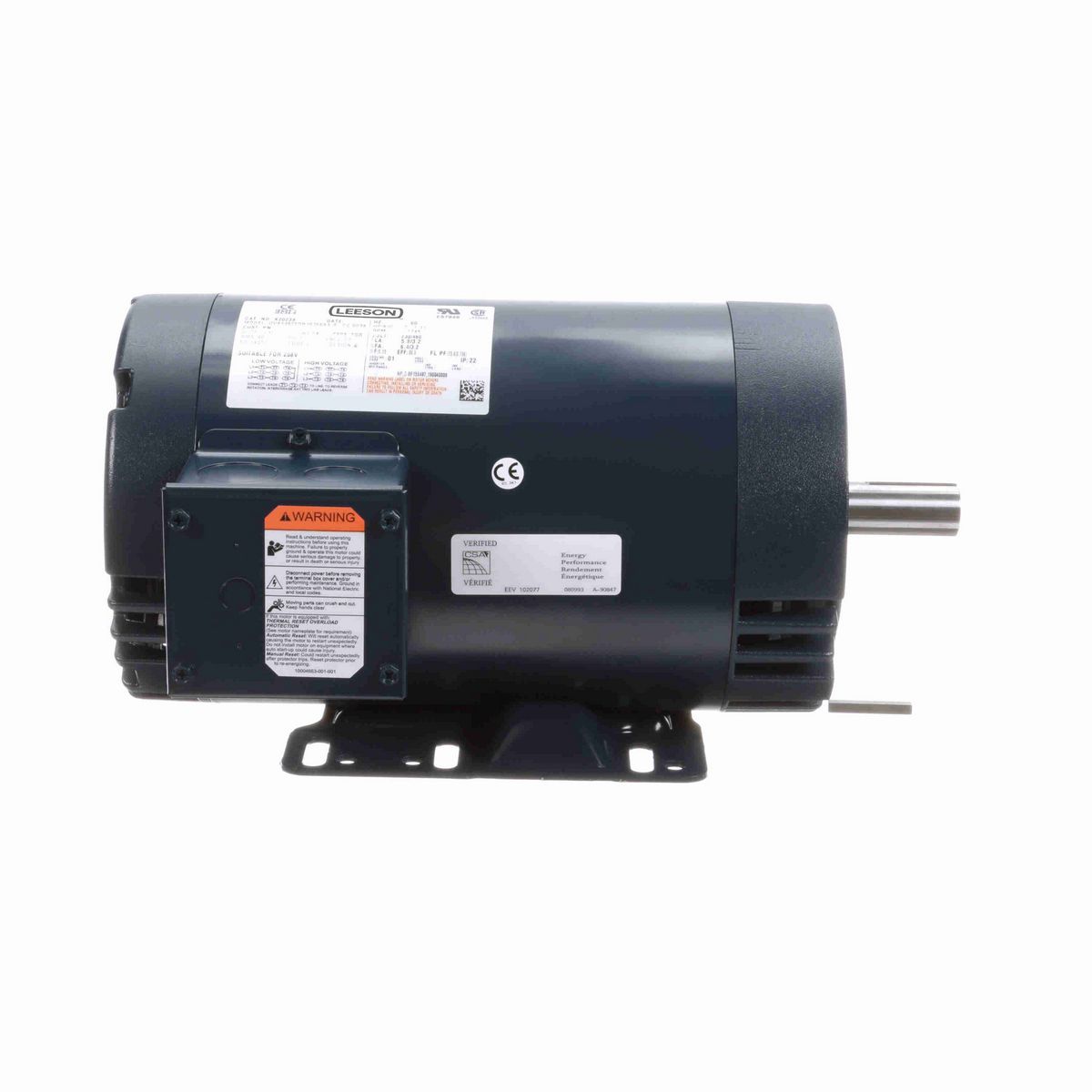 LEESON General Purpose Motor, 2 HP, 3 Ph, 60 Hz, 230/460 V, 1800 RPM, 145TC Frame, DP - K2023A