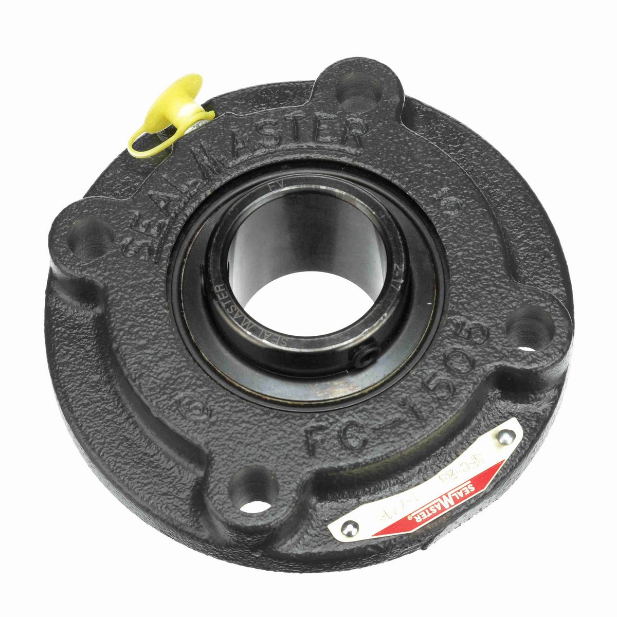 Sealmaster Mounted Cast Iron Flange Cartridge Ball Bearing - 52100 Bearing Steel, Black Oxided - Setscrew Lock - SFC-23
