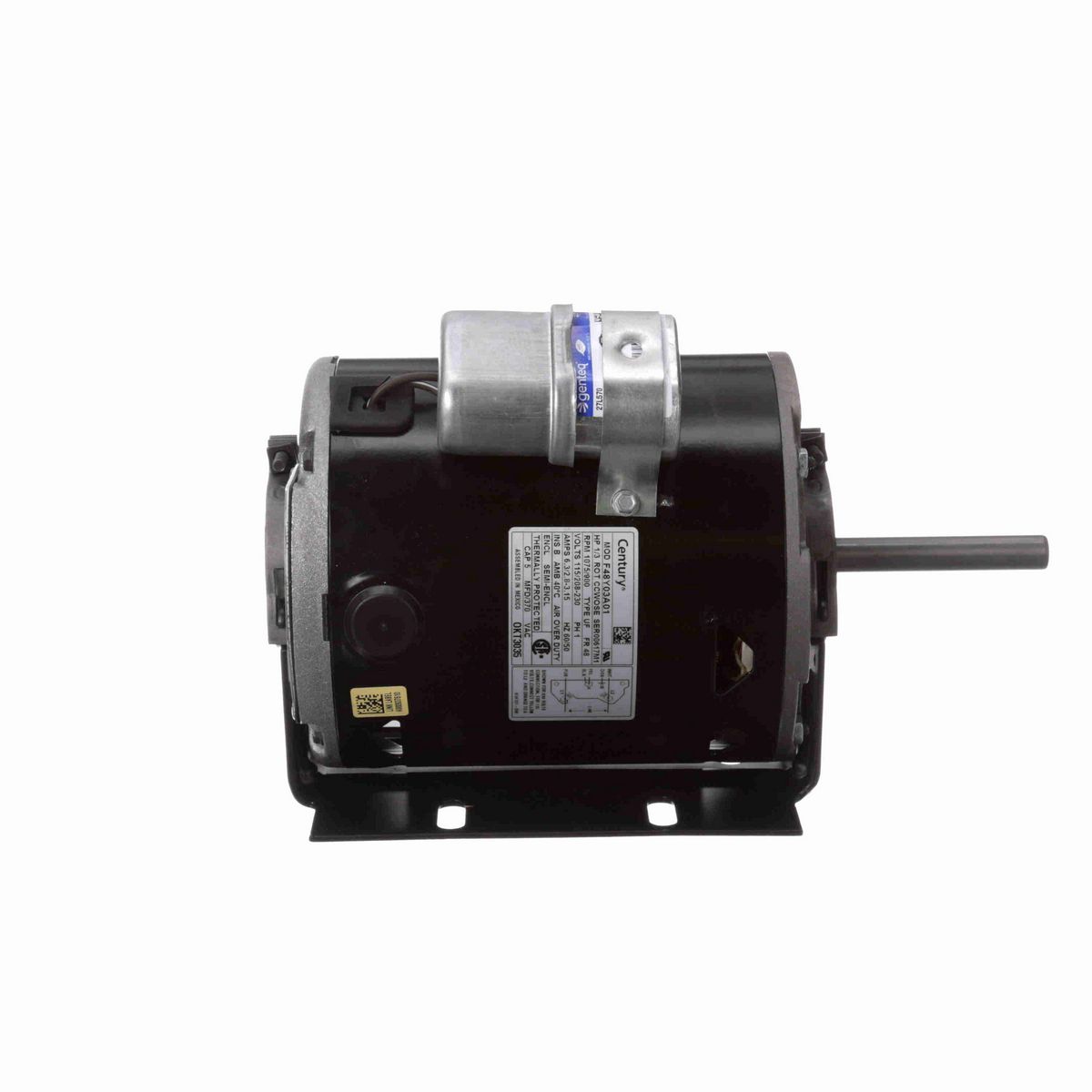 Century OEM Replacement Motor, 1/3 HP, 1 Ph, 60/50 Hz, 115/208-230 V, 1075/900 RPM, 1 Speed, 48 Frame, SEMI ENCL - OKT3035