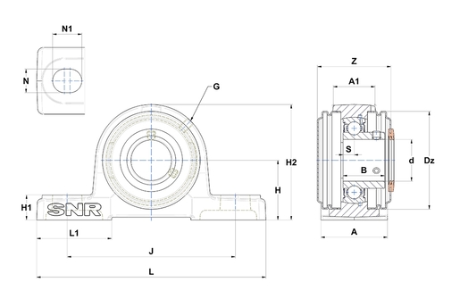 Фланцевый подшипниковый узел SNR USP205CC