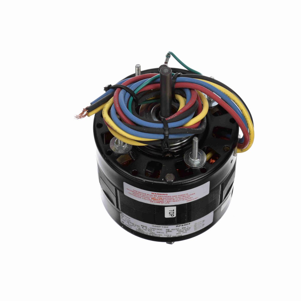 Century Refrigeration Motor, 1/10 HP, 1 Ph, 60/50 Hz, 115/208-230 V, 1050/900 RPM, 1 Speed, 42 Frame, OPEN - RF6403