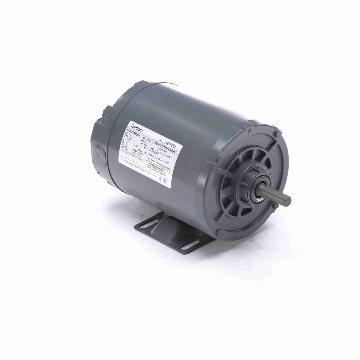 Century Fan and Blower Motor, 1/4 HP, 1 Ph, 60 Hz, 115 V, 1800 RPM, J56 Frame, TENV - F661