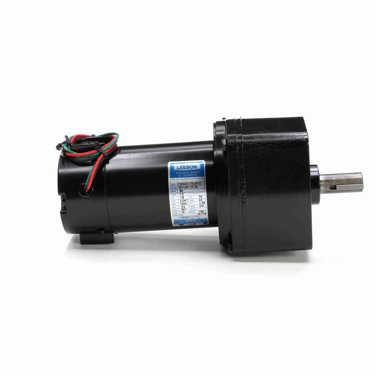 LEESON Parallel Shaft Gearmotor, 0.13 HP, 90 V, 14 RPM, 34 Frame, TENV - M1135107.00