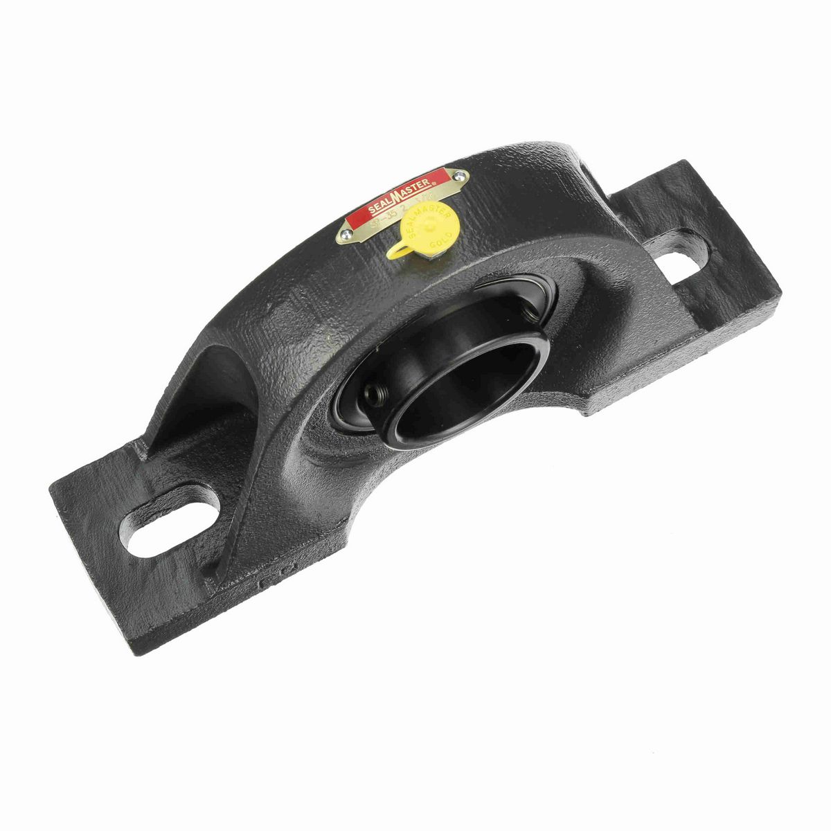 Sealmaster Mounted Cast Iron Two Bolt Pillow Block Ball Bearing - 52100 Bearing Steel, Black Oxided - Setscrew Lock - SP-35