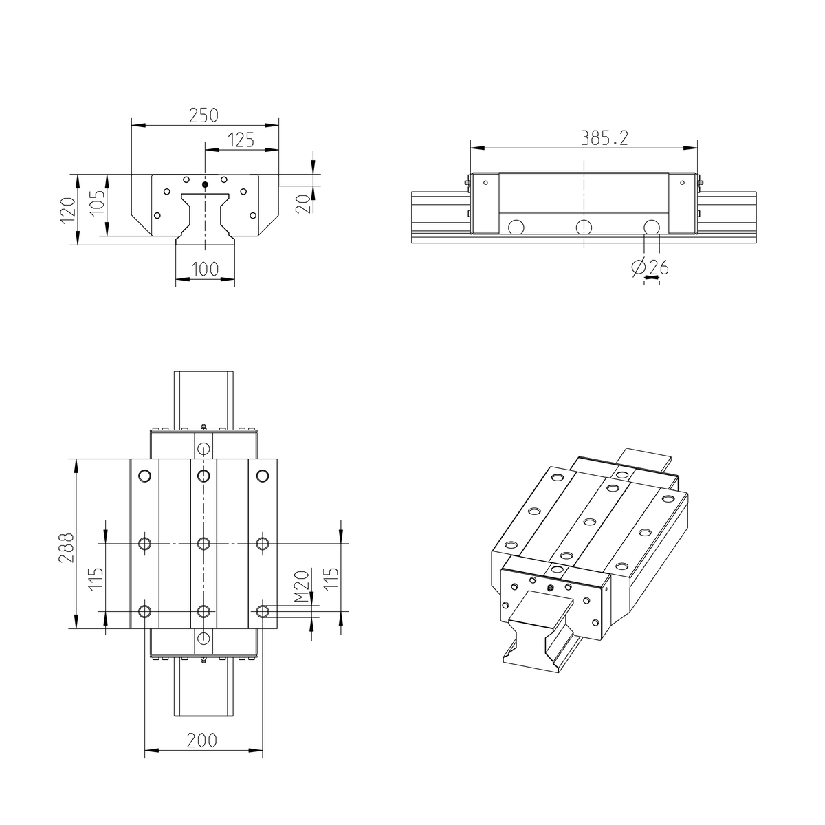 Роликовая каретка устойчивая к коррозии с покрытием Resist CR Bosch Rexroth RWA-100-FLS-C3-H-2 [R186323360]