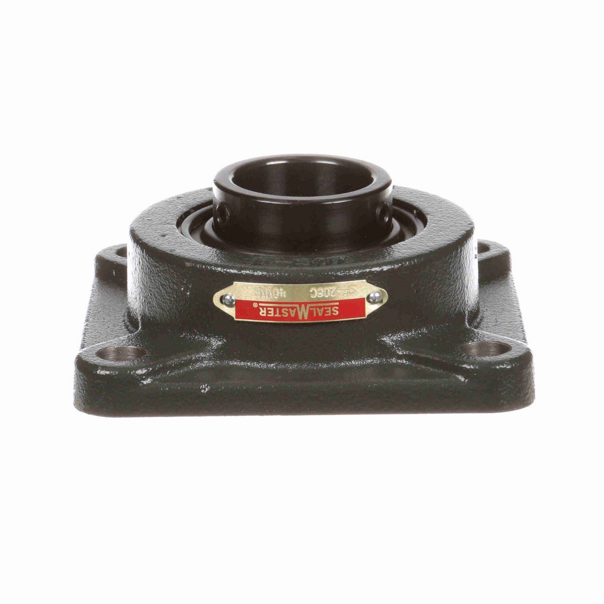 Sealmaster Mounted Cast Iron Four Bolt Flange Ball Bearing - 52100 Bearing Steel, Black Oxided - Setscrew Lock - SF-208C