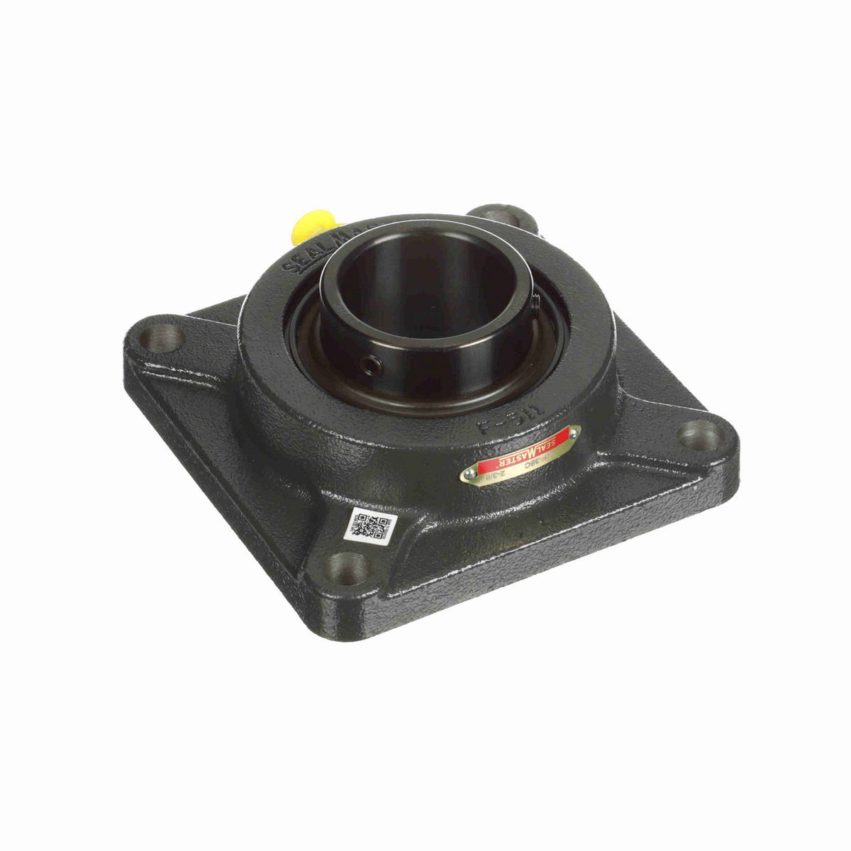 Sealmaster Mounted Cast Iron Four Bolt Flange Ball Bearing - 52100 Bearing Steel, Black Oxided - Setscrew Lock - SF-38C