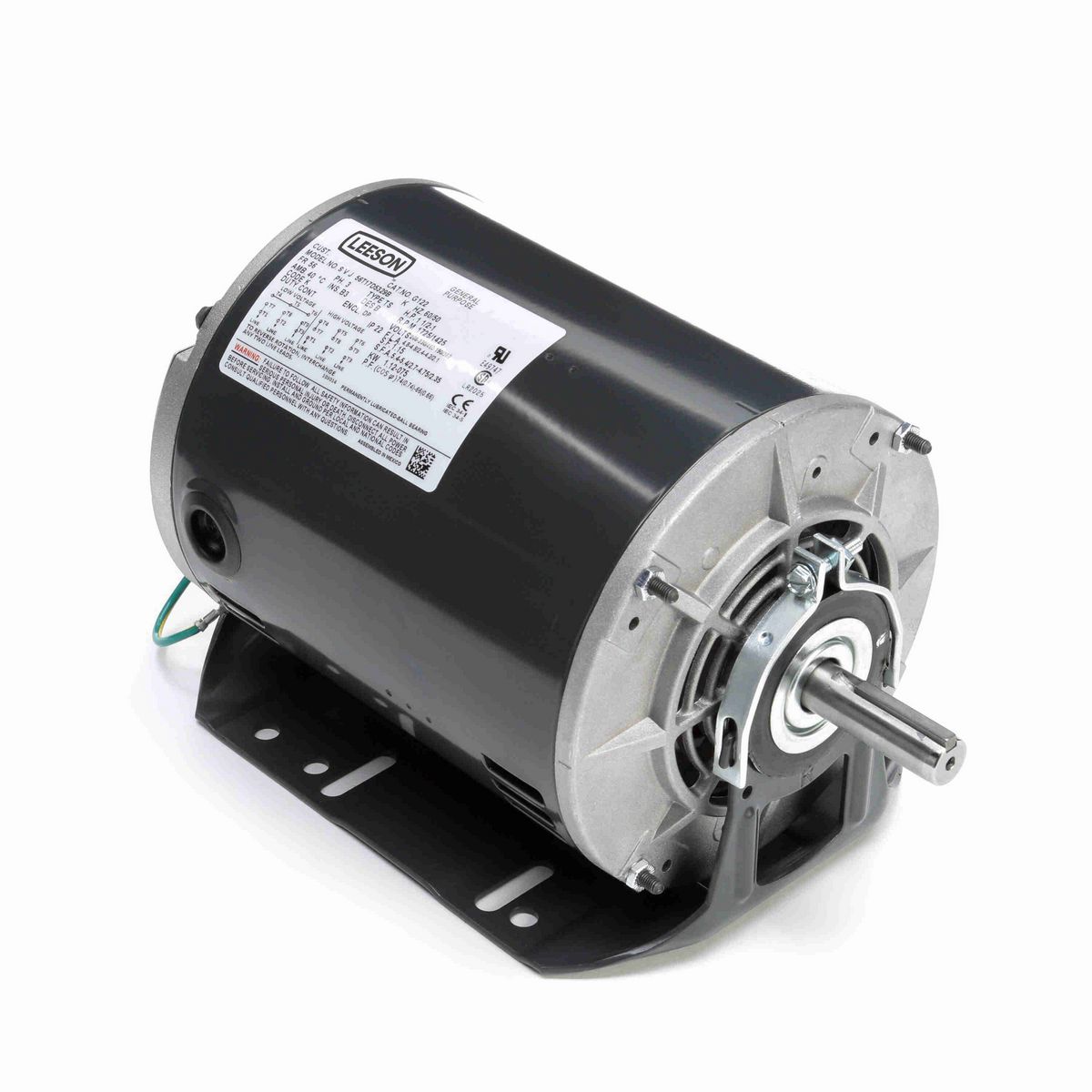 LEESON Fan and Blower Motor, 1.50 & 1 HP, 3 Ph, 60 & 50 Hz, 208-230/460 & 190/380 V, 1800 & 1500 RPM, 56 Frame, DP - G122