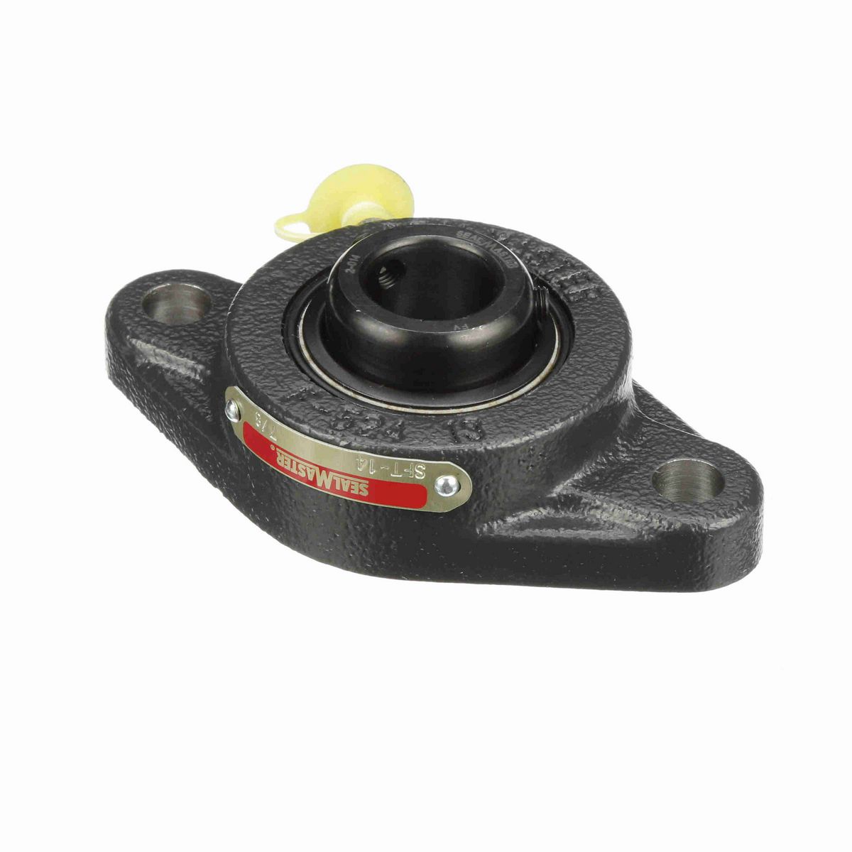 Sealmaster Mounted Cast Iron Two Bolt Flange Ball Bearing - 52100 Bearing Steel, Black Oxided - Setscrew Lock - SFT-14