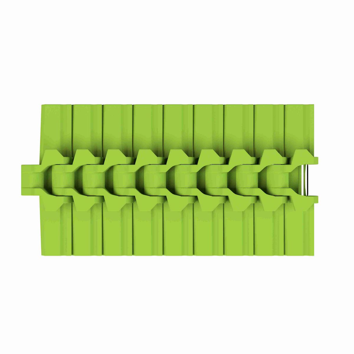 Rexnord 882TAB Side-flexing Solid Top, Material: Bright Lime-Green Dry PET Low Friction, Width: 7.5in, Pitch: 1.5in - 10483792