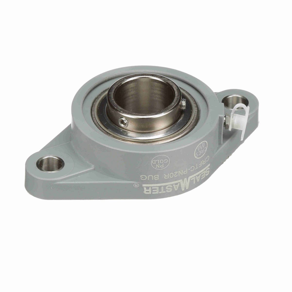 Sealmaster Mounted Composite Two Bolt Flange Ball Bearing - 52100 Bearing Steel, Phosphorus Nickel Coated - Setscrew Lock - Corrosion Resistant - CRFTC-PN20R