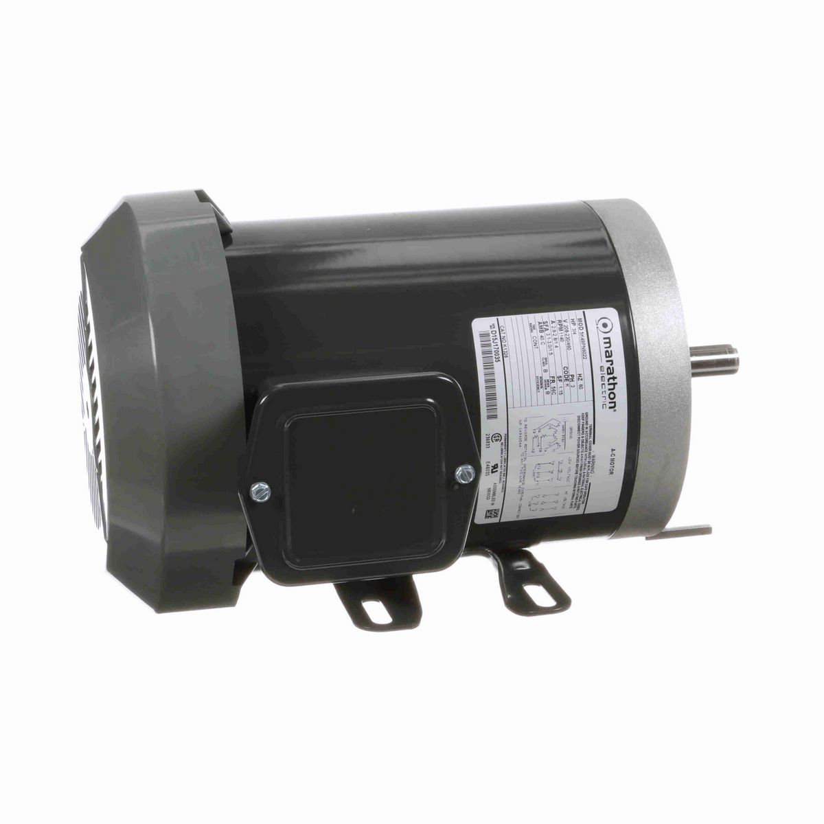LEESON General Purpose Motor, 0.75 HP, 3 Ph, 60 Hz, 208-230/460 V, 1200 RPM, 56C Frame, TEFC - K1326