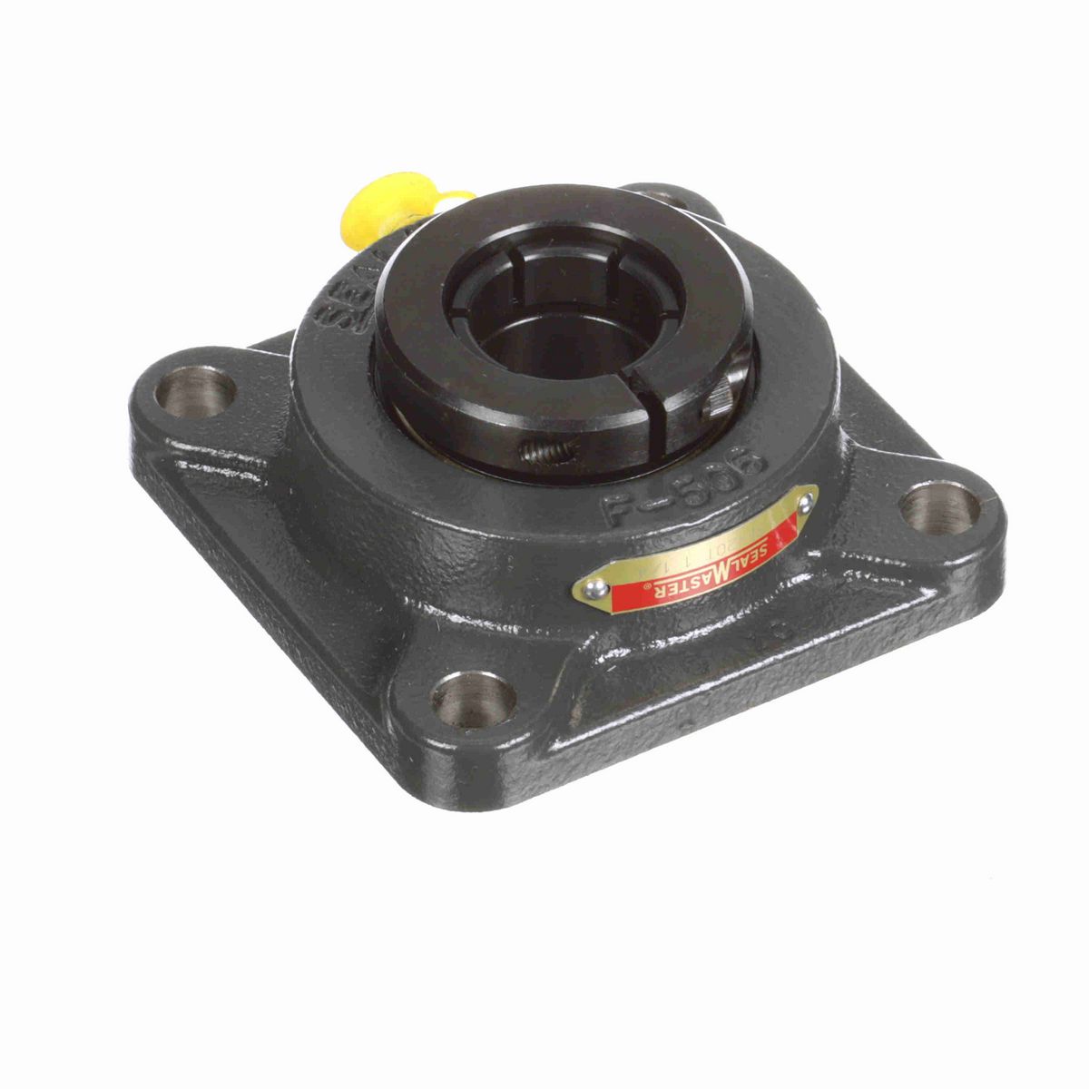Sealmaster Mounted Cast Iron Four Bolt Flange Ball Bearing - 52100 Bearing Steel, Black Oxided - Concentric Lock - SF-20T