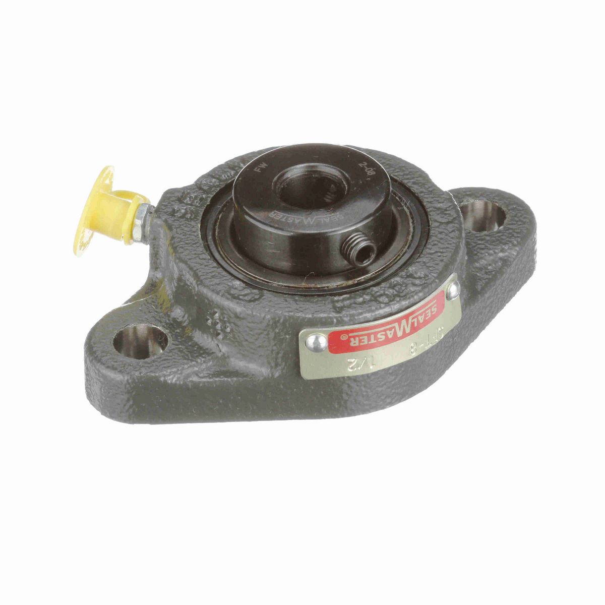 Sealmaster Mounted Cast Iron Two Bolt Flange Ball Bearing - 52100 Bearing Steel, Black Oxided - Setscrew Lock - SFT-8
