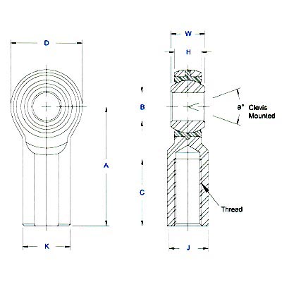 Aurora Bearing SPW & SPG Series Female Rod Ends - Molded Race - Economy Timken SPW-8
