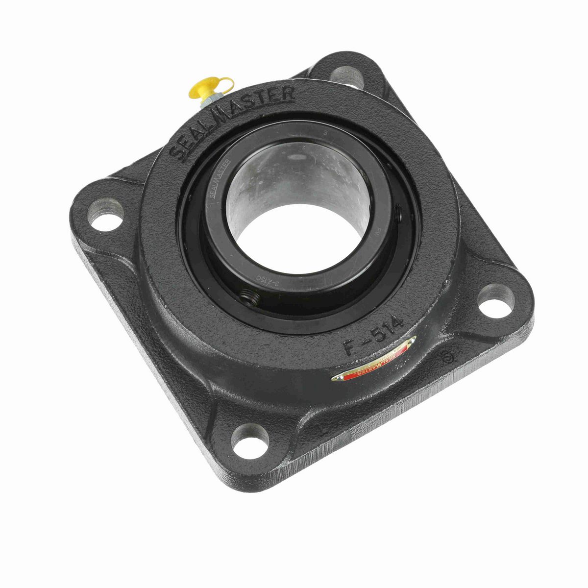 Sealmaster Mounted Cast Iron Four Bolt Flange Ball Bearing - 52100 Bearing Steel, Black Oxided - Setscrew Lock - MSF-47C