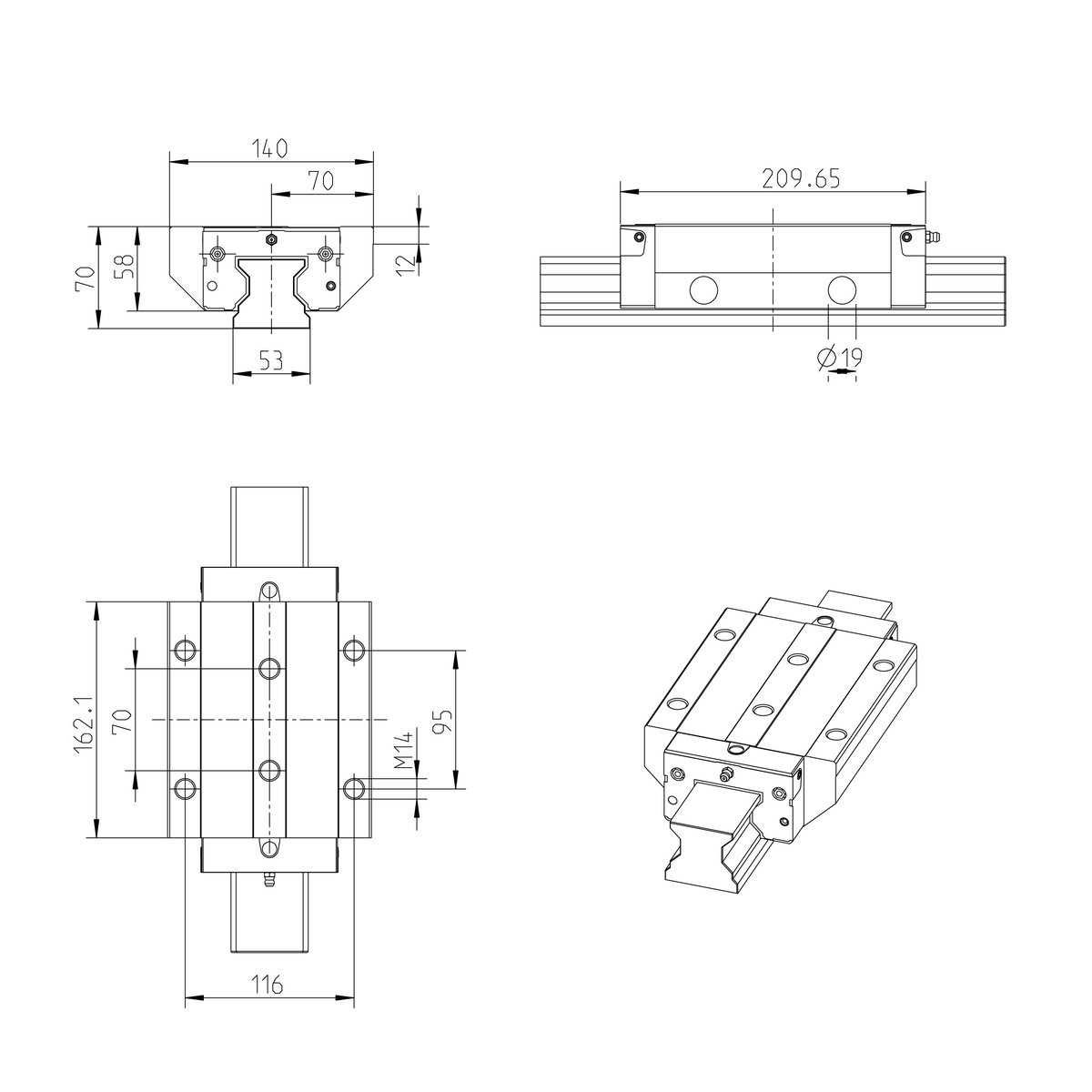 Роликовая каретка устойчивая к коррозии с покрытием Resist CR Bosch Rexroth RWD-055-FLS-C2-H-2 [R18535237X]