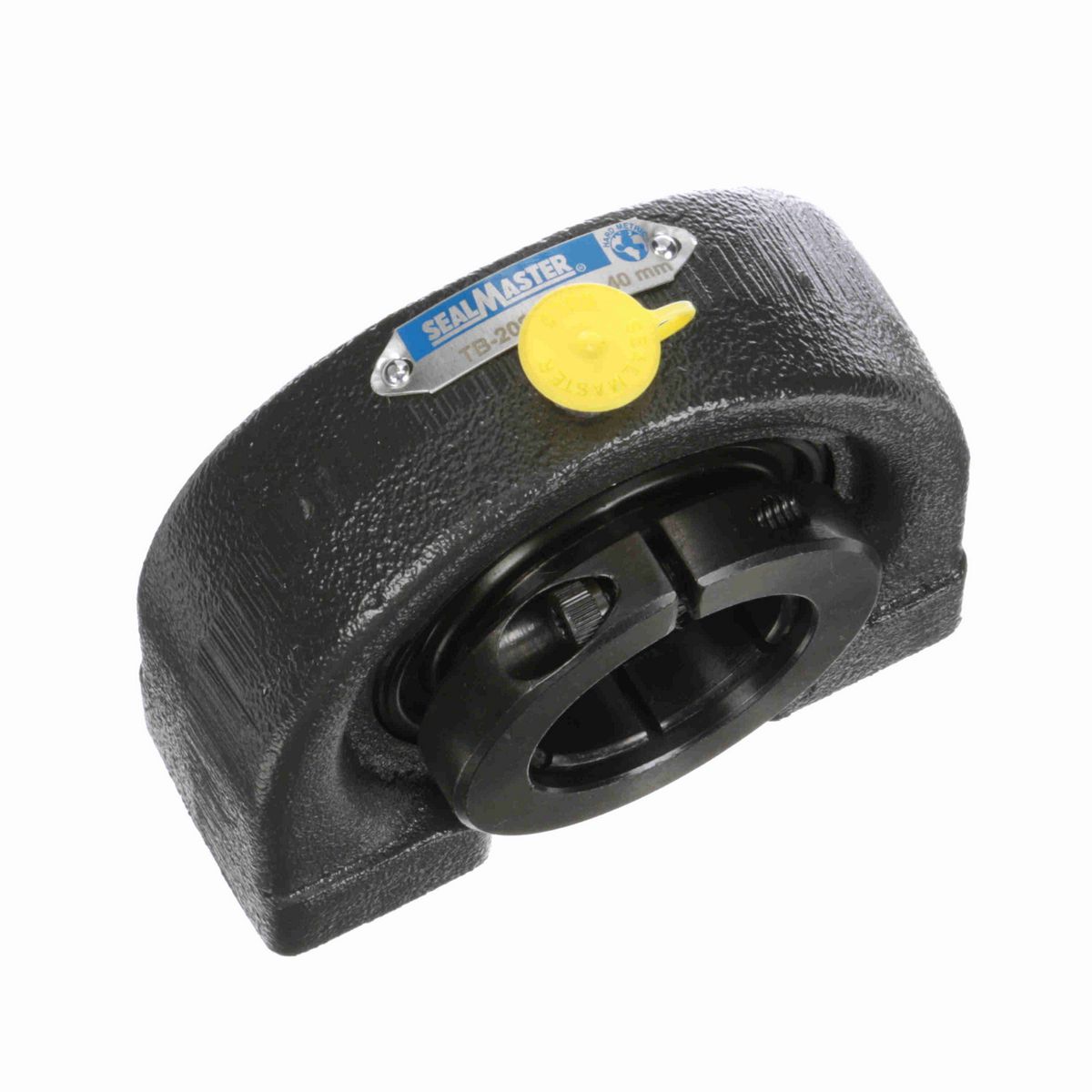 Sealmaster Mounted Cast Iron Tapped Base Pillow Block Ball Bearing - 52100 Bearing Steel, Black Oxided - Concentric Lock - TB-208TMC