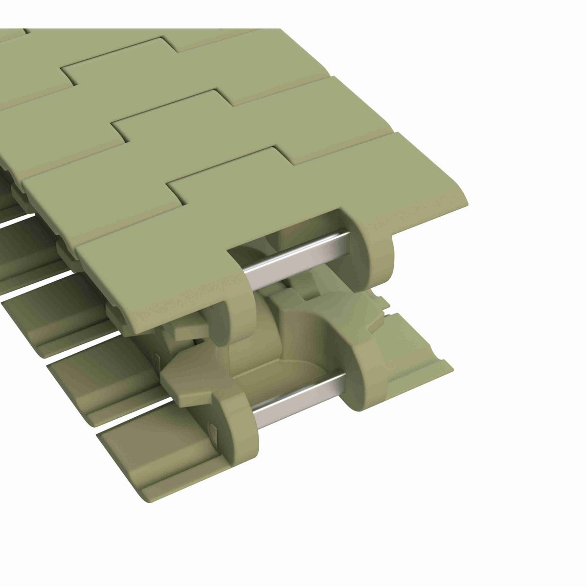 Rexnord 882TAB Side-flexing Solid Top, Material: Green Abrasion Resistant Polyamide, Width: 4.5in, Pitch: 1.5in - 81430511