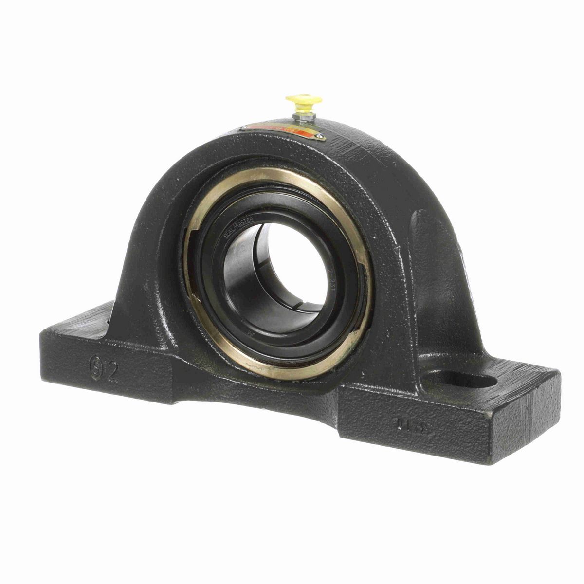Sealmaster Mounted Cast Iron Two Bolt Pillow Block Ball Bearing - 52100 Bearing Steel, Black Oxided - Concentric Lock - EMP-35T