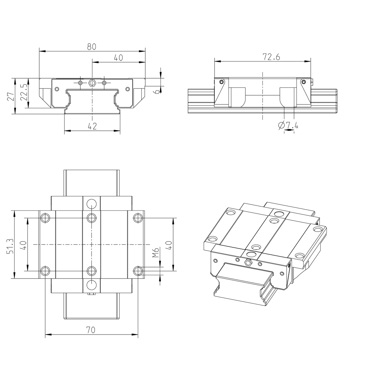 Шариковая каретка устойчивая к коррозии с покрытием Resist CR Bosch Rexroth KWD-020-BNS-C0-H-1 [R167159370]