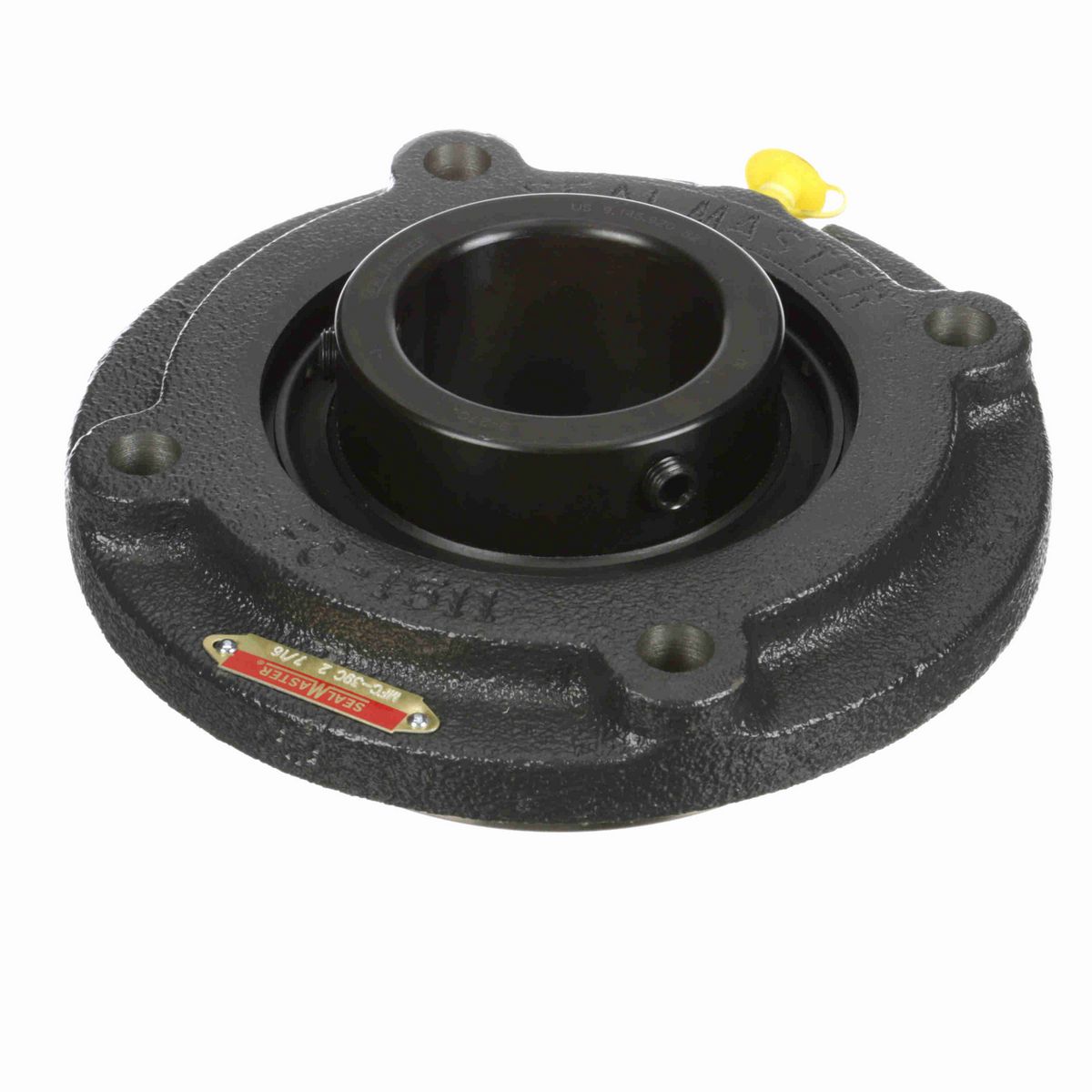 Sealmaster Mounted Cast Iron Flange Cartridge Ball Bearing - 52100 Bearing Steel, Black Oxided - Setscrew Lock - MFC-39C