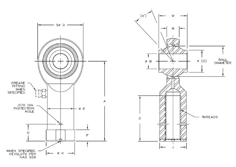 Aurora Bearing HXAW-E-10 & HXAG-E-10 Female Rod Ends Timken HXAG-12EZ-10