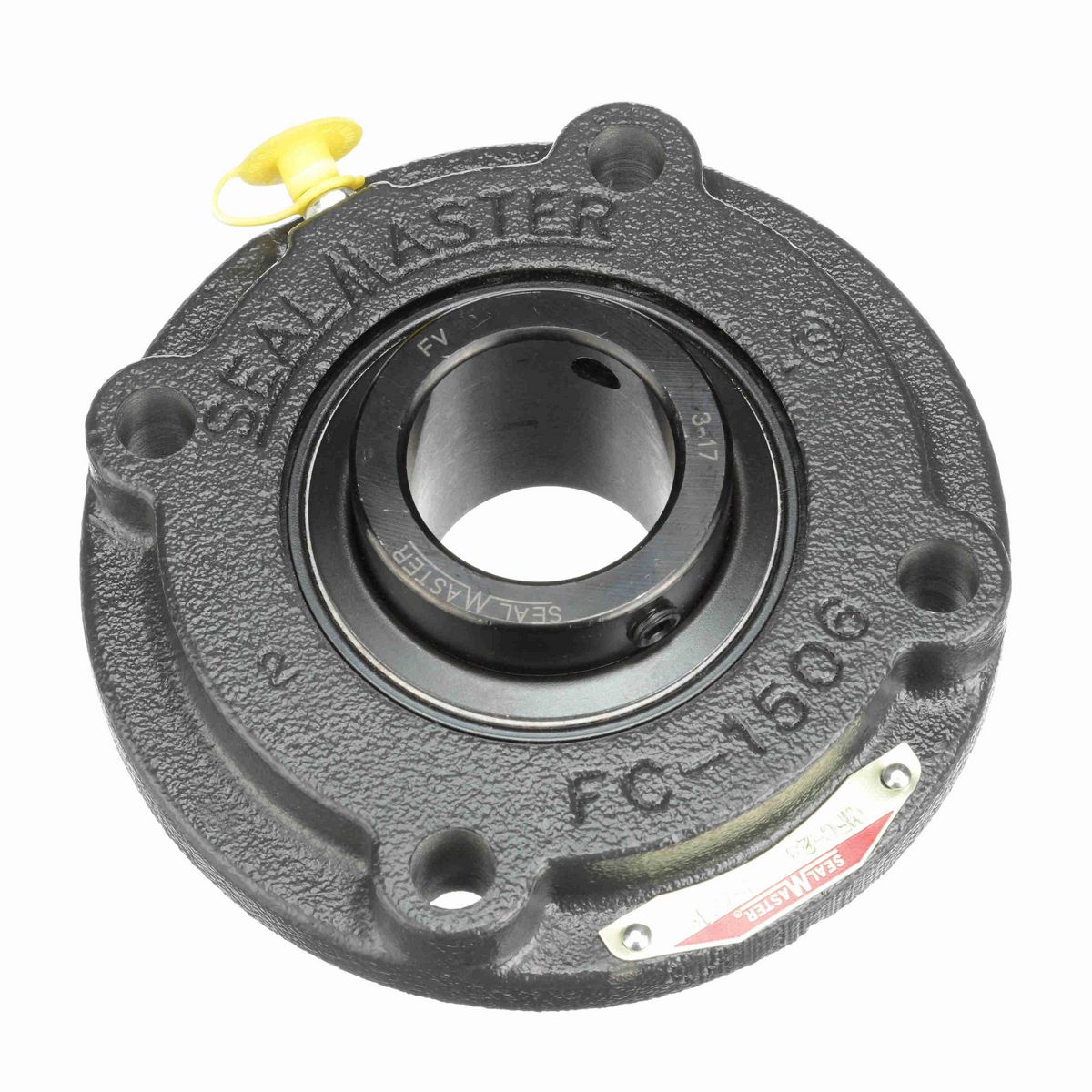 Sealmaster Mounted Cast Iron Flange Cartridge Ball Bearing - 52100 Bearing Steel, Black Oxided - Setscrew Lock - MFC-23