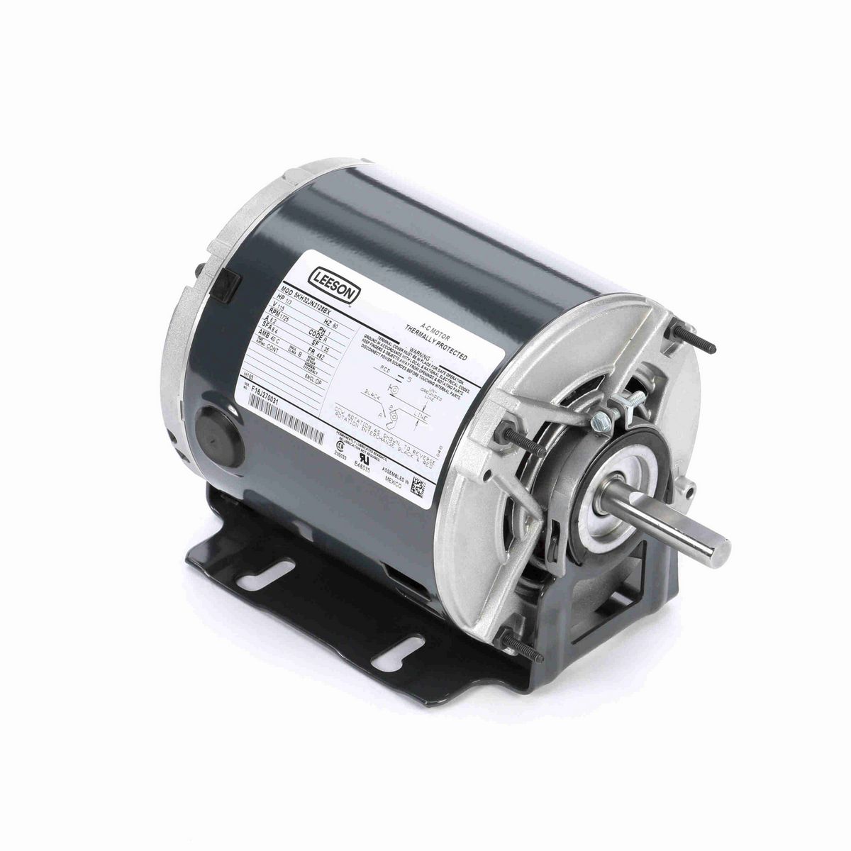 LEESON Fan and Blower Motor, 0.33 HP, 1 Ph, 60 Hz, 115 V, 1800 RPM, 48Z Frame, DP - H165