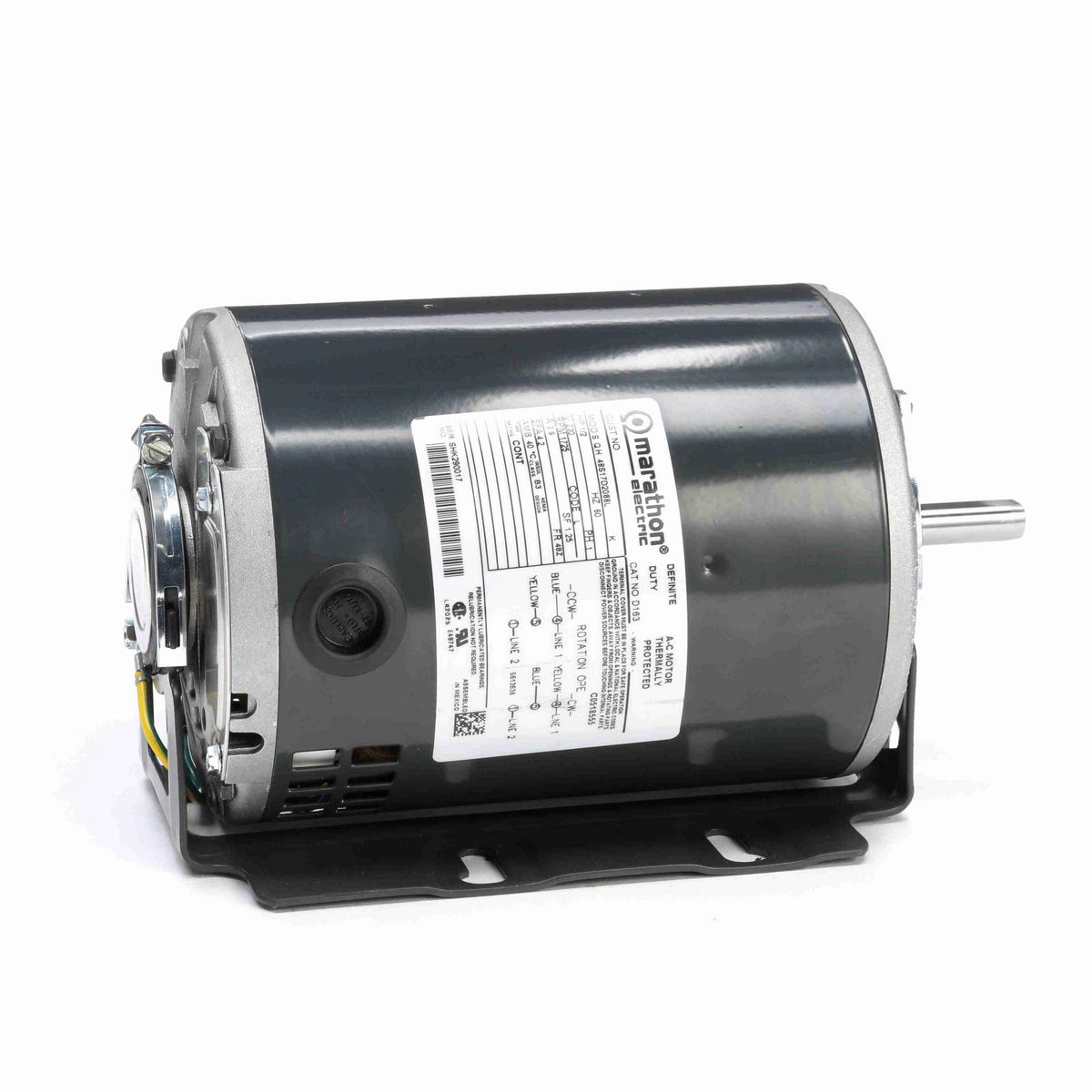 LEESON Fan and Blower Motor, 0.50 HP, 1 Ph, 60 Hz, 230 V, 1800 RPM, 48Z Frame, DP - D163