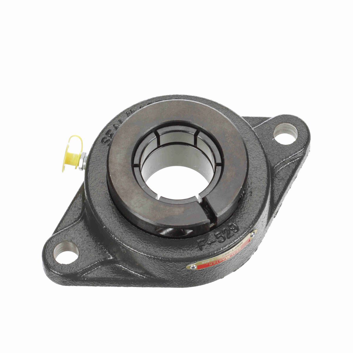 Sealmaster Mounted Cast Iron Two Bolt Flange Ball Bearing - 52100 Bearing Steel, Black Oxided - Concentric Lock - MSFT-28T