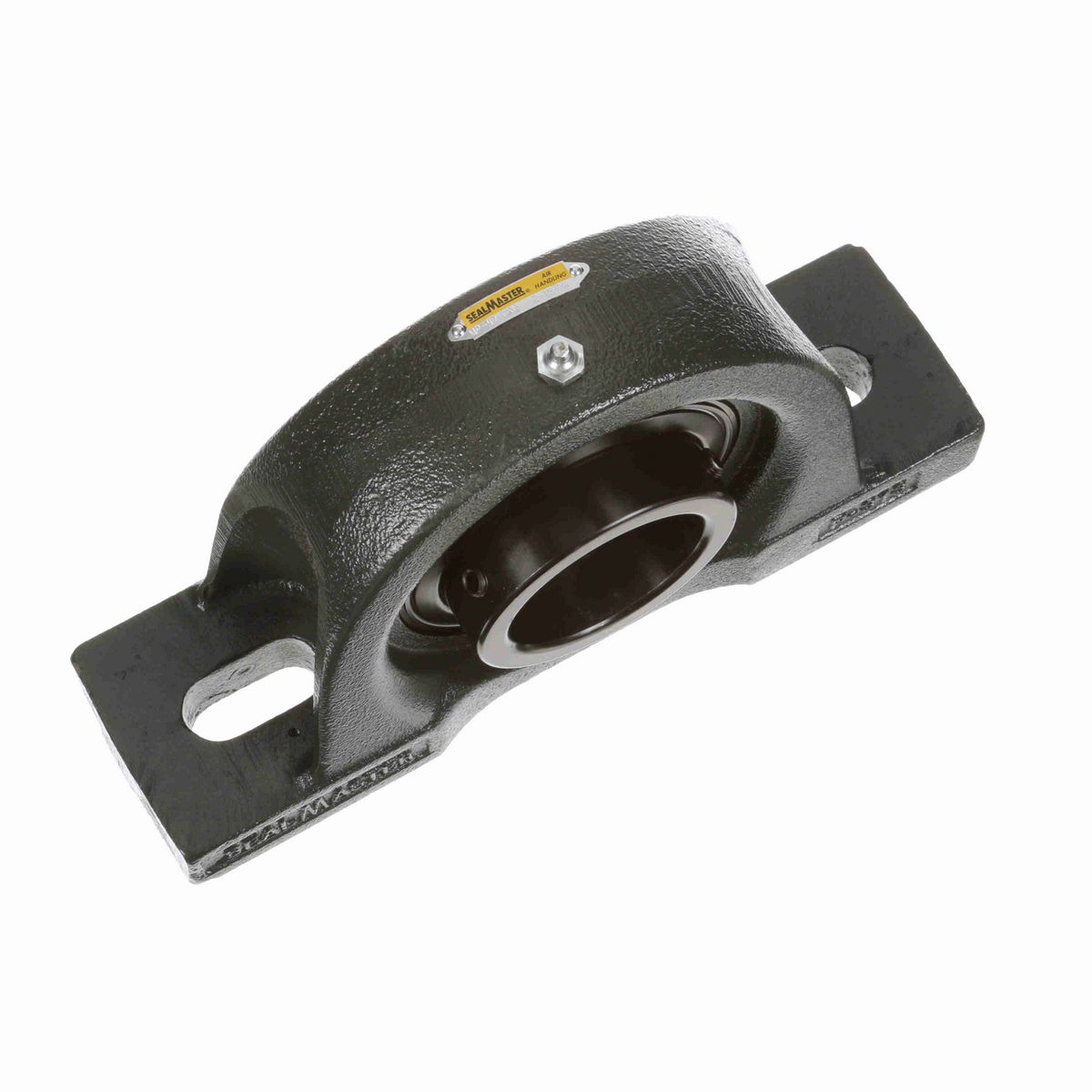 Sealmaster Mounted Cast Iron Two Bolt Pillow Block Ball Bearing - 52100 Bearing Steel, Black Oxided - Setscrew Lock - Air Handling Housing Fit, Noise Tested - MP-47 CXU