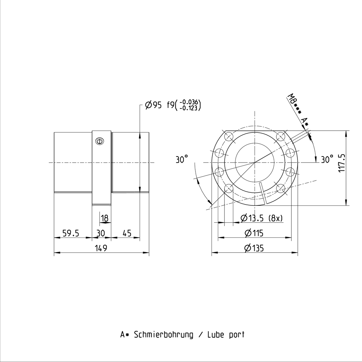 Одинарная гайка с регулируемым предварительным натягом Bosch Rexroth SEM-E-C 63X40RX6,5-3 [R151269055]