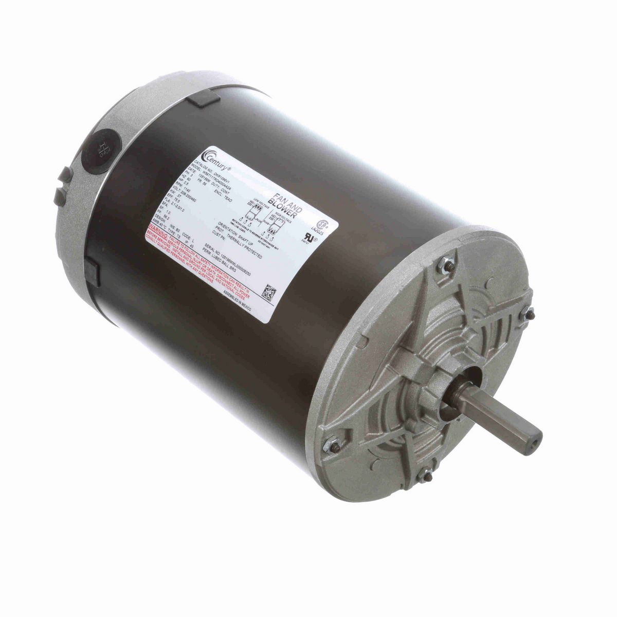 Century Condenser Fan Motor, 0.50 HP, 3 Ph, 60 Hz, 230/460 V, 1200 RPM, 56 Frame, TEAO - OKR1096V1