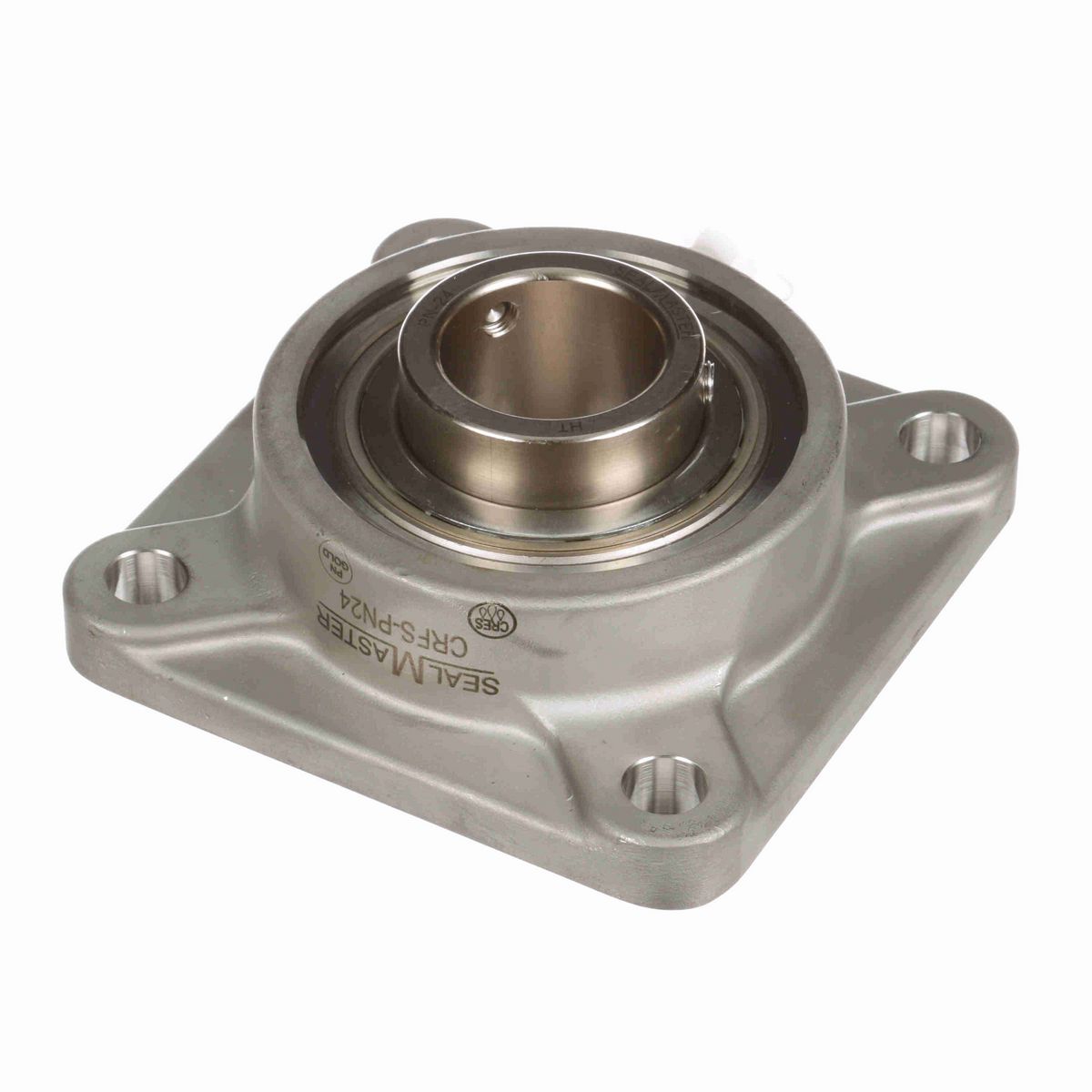 Sealmaster Mounted Stainless Steel Four Bolt Flange Ball Bearing - 52100 Bearing Steel, Phosphorus Nickel Coated - Setscrew Lock - Corrosion Resistant - CRFS-PN24