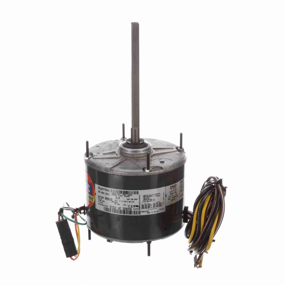 Genteq HEAT SHIELD® Condenser Fan Motor, 1/8 HP, 1 Ph, 60 Hz, 208-230 V, 825 RPM, 1 Speed, 48 Frame, CLOSEDAO - 3202HS