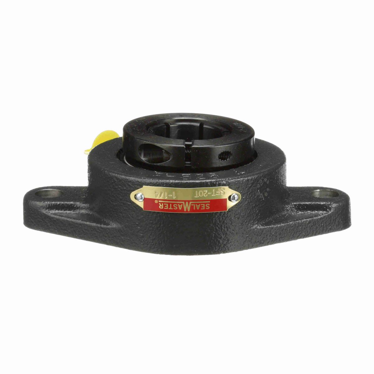 Sealmaster Mounted Cast Iron Two Bolt Flange Ball Bearing - 52100 Bearing Steel, Black Oxided - Concentric Lock - SFT-20T