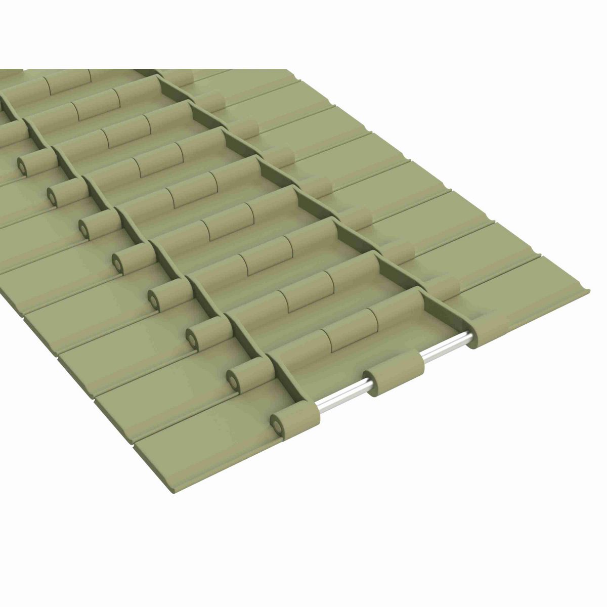 Rexnord 821 Straight Running Solid Top, Material: Green Abrasion Resistant Polyamide, Width: 10in, Pitch: 1.5in - 81431772